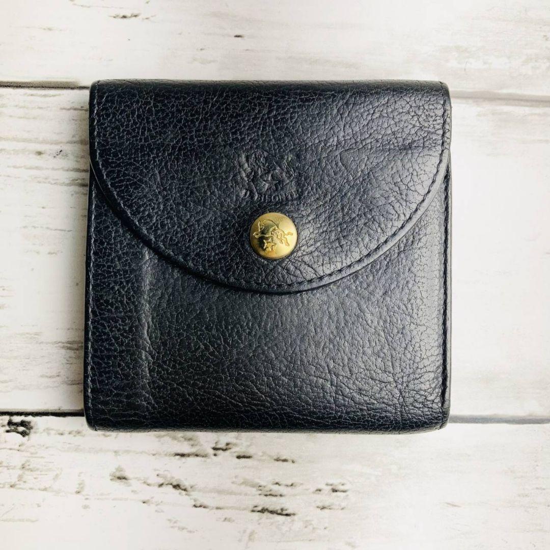 パンガシウスさま専用【高級感漂う黒の本革】二つ折り財布　バイソン刻印　ミニマル