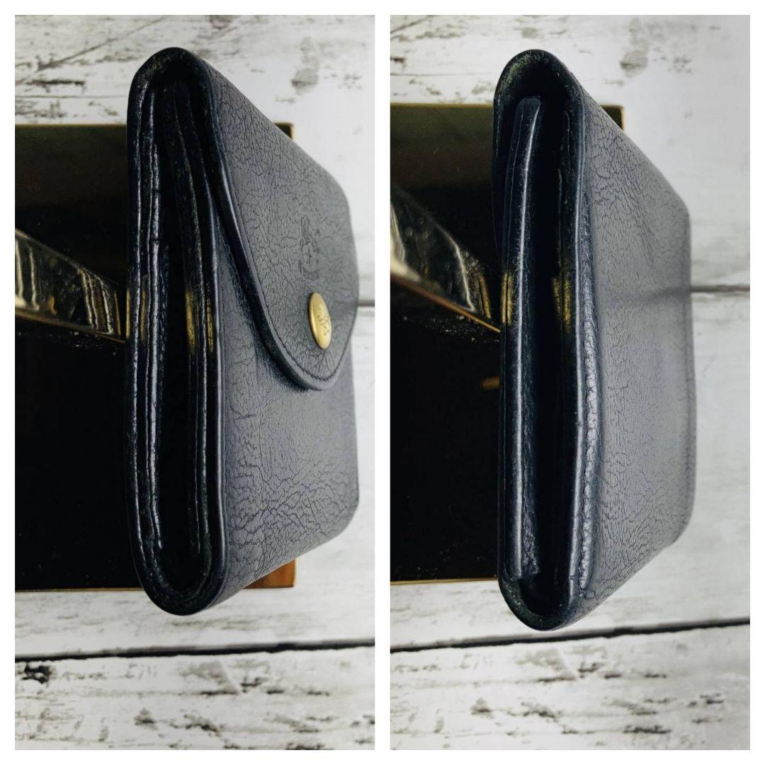 パンガシウスさま専用【高級感漂う黒の本革】二つ折り財布　バイソン刻印　ミニマル