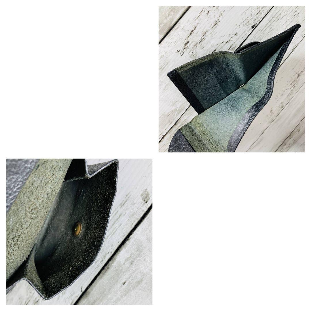 パンガシウスさま専用【高級感漂う黒の本革】二つ折り財布　バイソン刻印　ミニマル