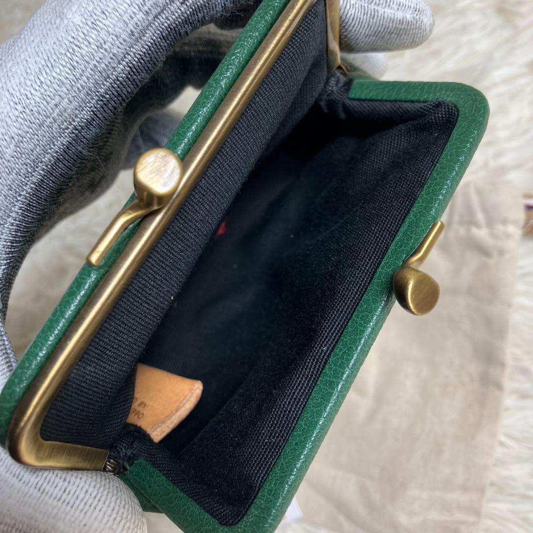 【未使用級】イルビゾンテ＊がま口 ケース レザーグリーン