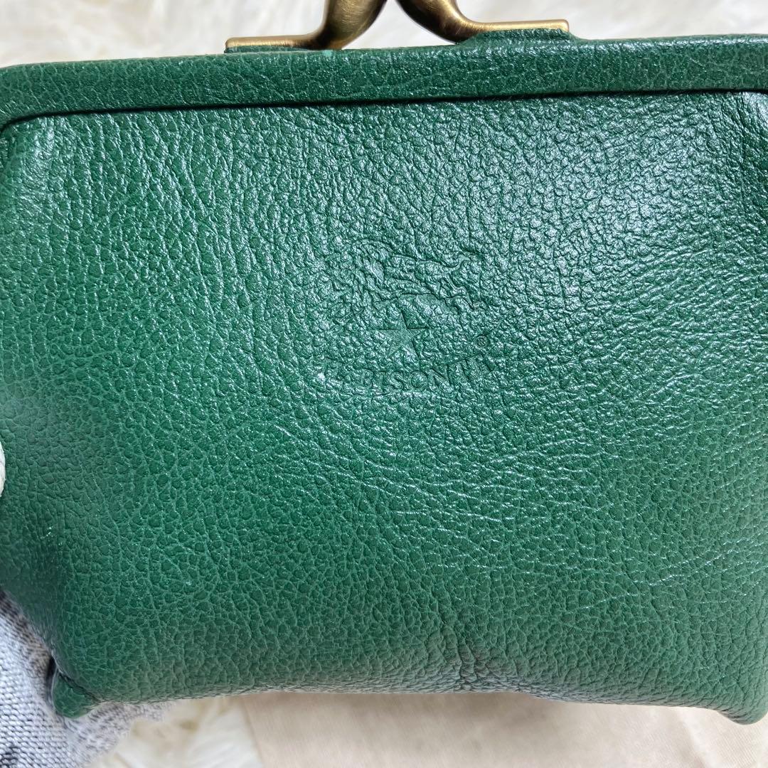 【未使用級】イルビゾンテ＊がま口 ケース レザーグリーン