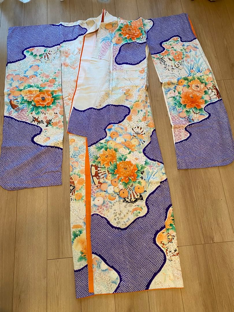 振袖2点セット　袋帯　振袖　着物　鹿子　牡丹　袴　卒業式　成人式