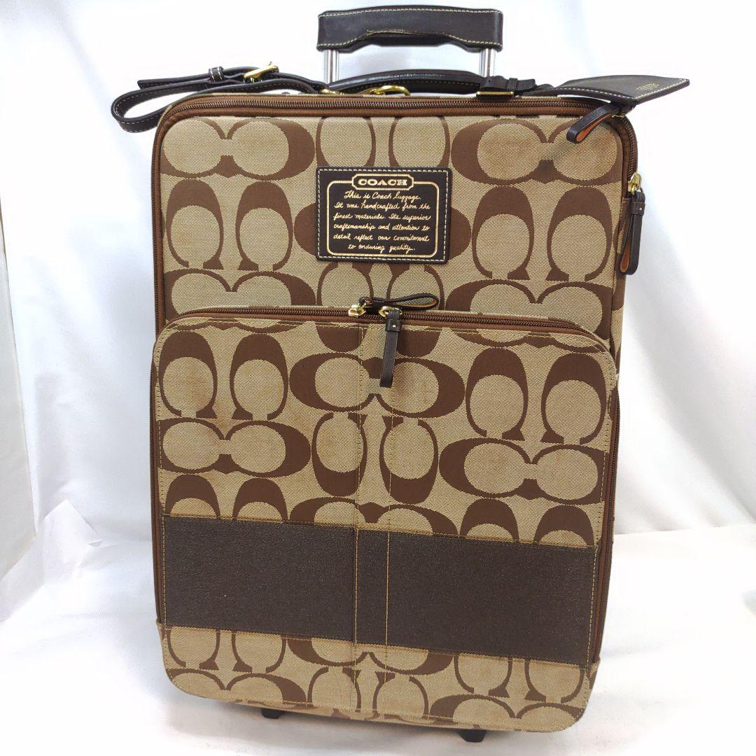 コーチ キャリーケース 旅行鞄 キャンバス×レザー シグネチャー