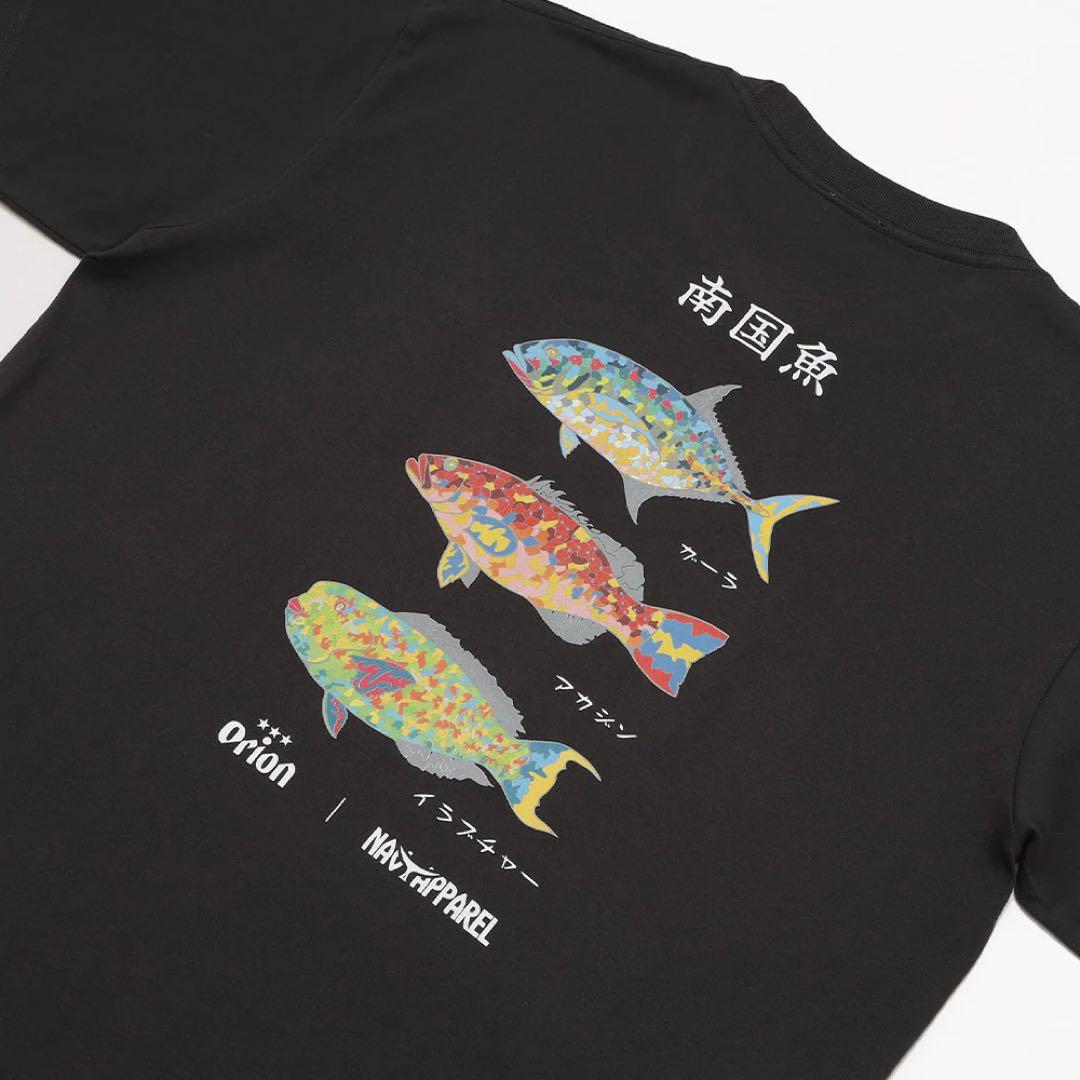 【ORION×NAVY APPAREL】南国魚Tシャツ（カラー：スミクロ）XL