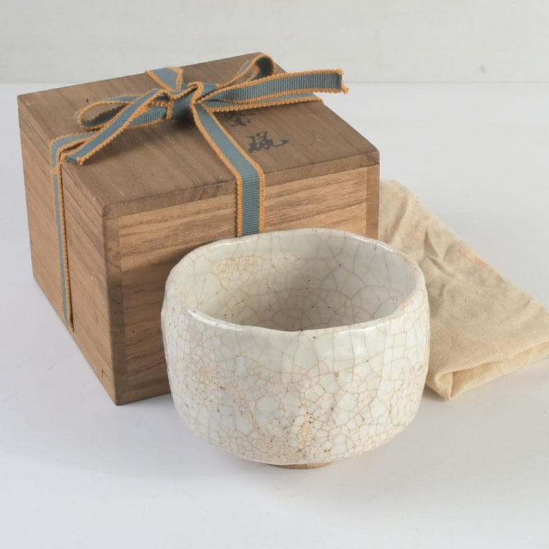 茶道具　志野焼　加藤麦岱作　茶碗　共布共箱　V　9427