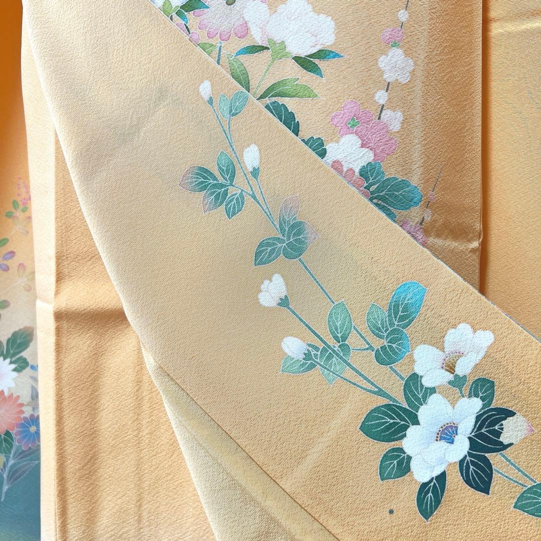 401 振袖フルセット 正絹 オレンジ 橙 友禅 作家物 暈し染め やまと誂え