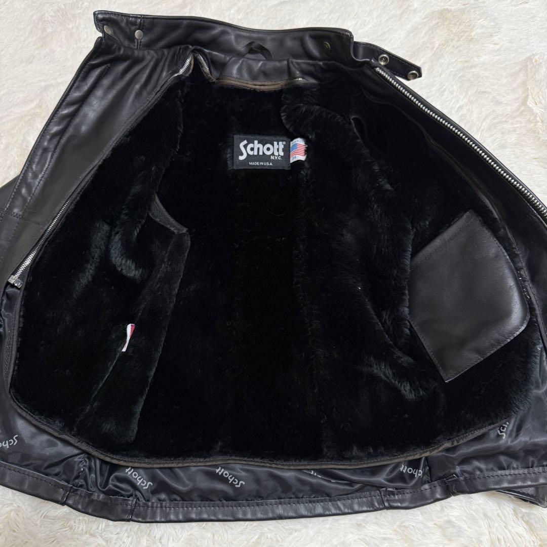 schott USA製　2way ファーインナー付き　レザージャケット　34