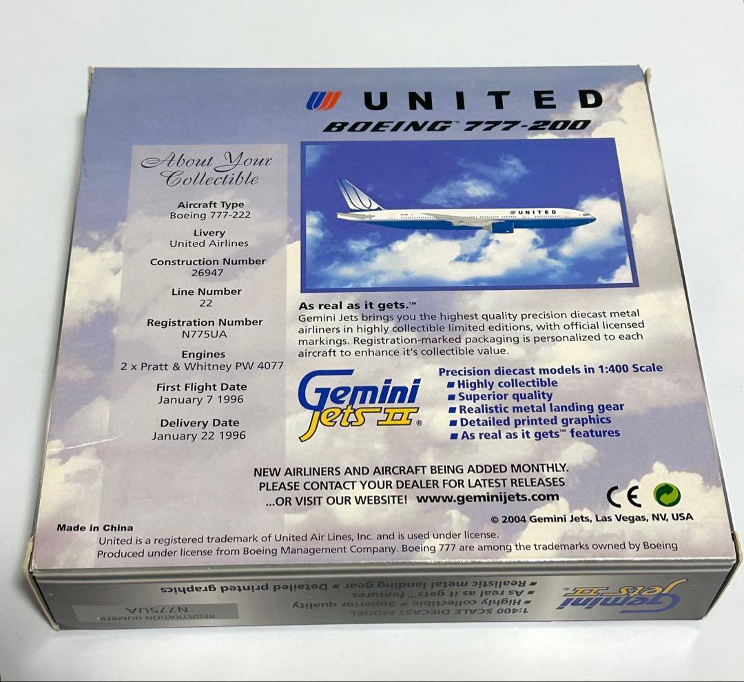 航空機・ヘリコプター Gemini 1/400 B777-200 United Airlines