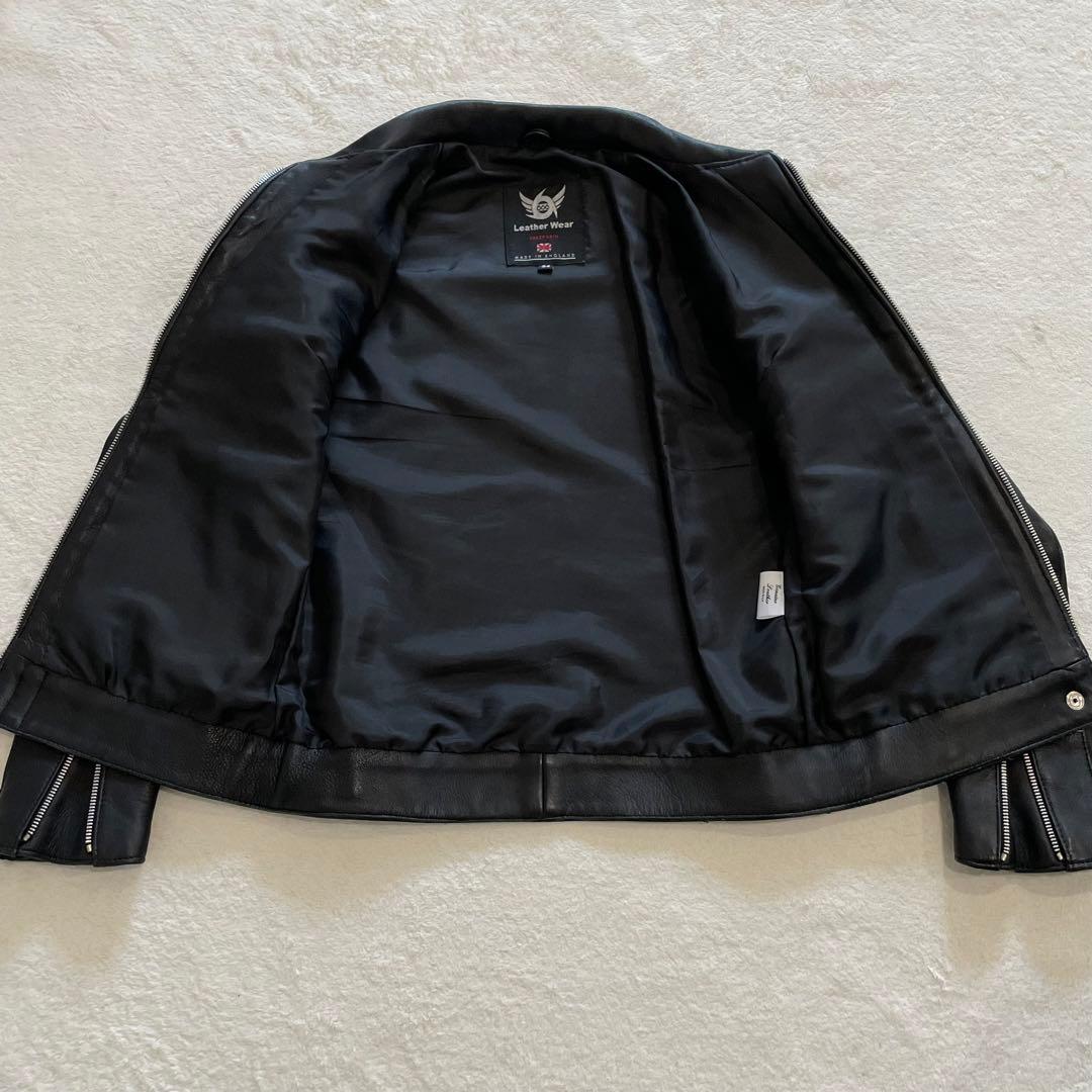 666 LEATHER WEAR レザージャケット ライダース 羊革 黒 英国製