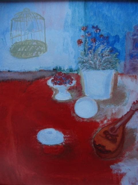 柴田 賢治郎 【赤いテーブルの静物・09ーA】 希少画集画、状態良好