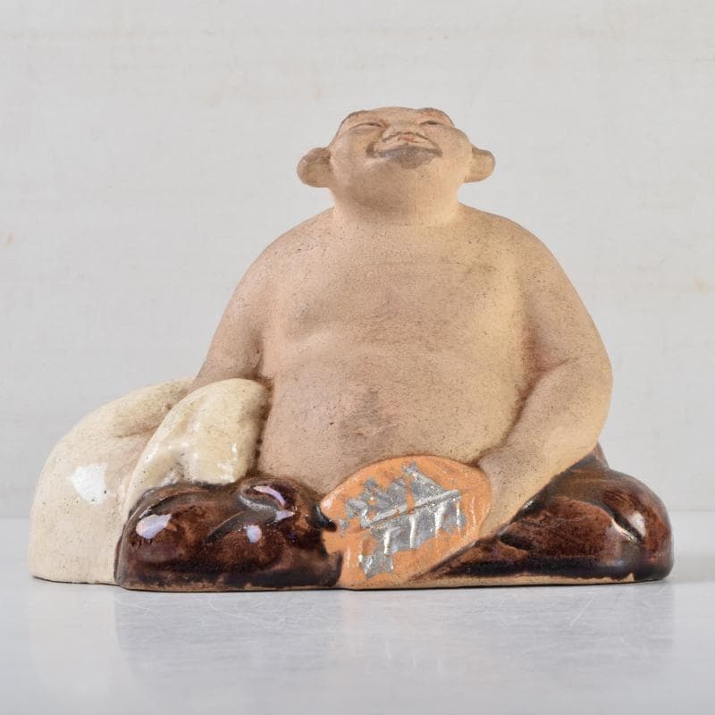 京焼　清水焼　清水六兵衛作　布袋像　置物　共箱　C　9099