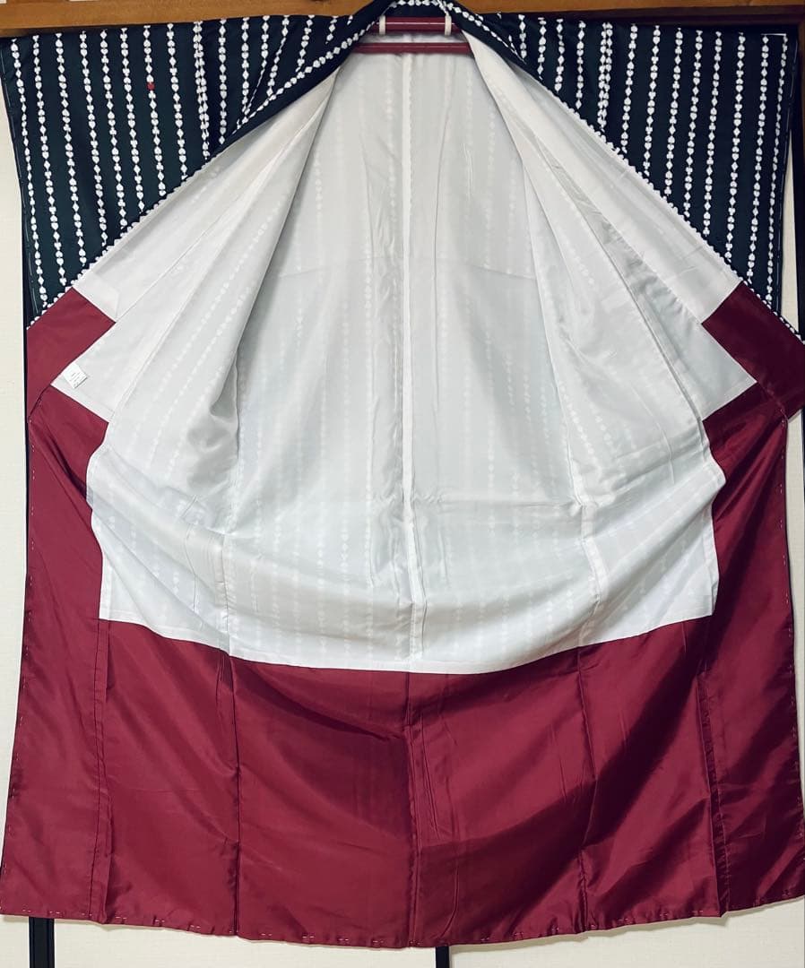 振袖 黒地 着物 袷 洗える 新品 未使用 ブラック おしゃれ 縦縞 トランプ