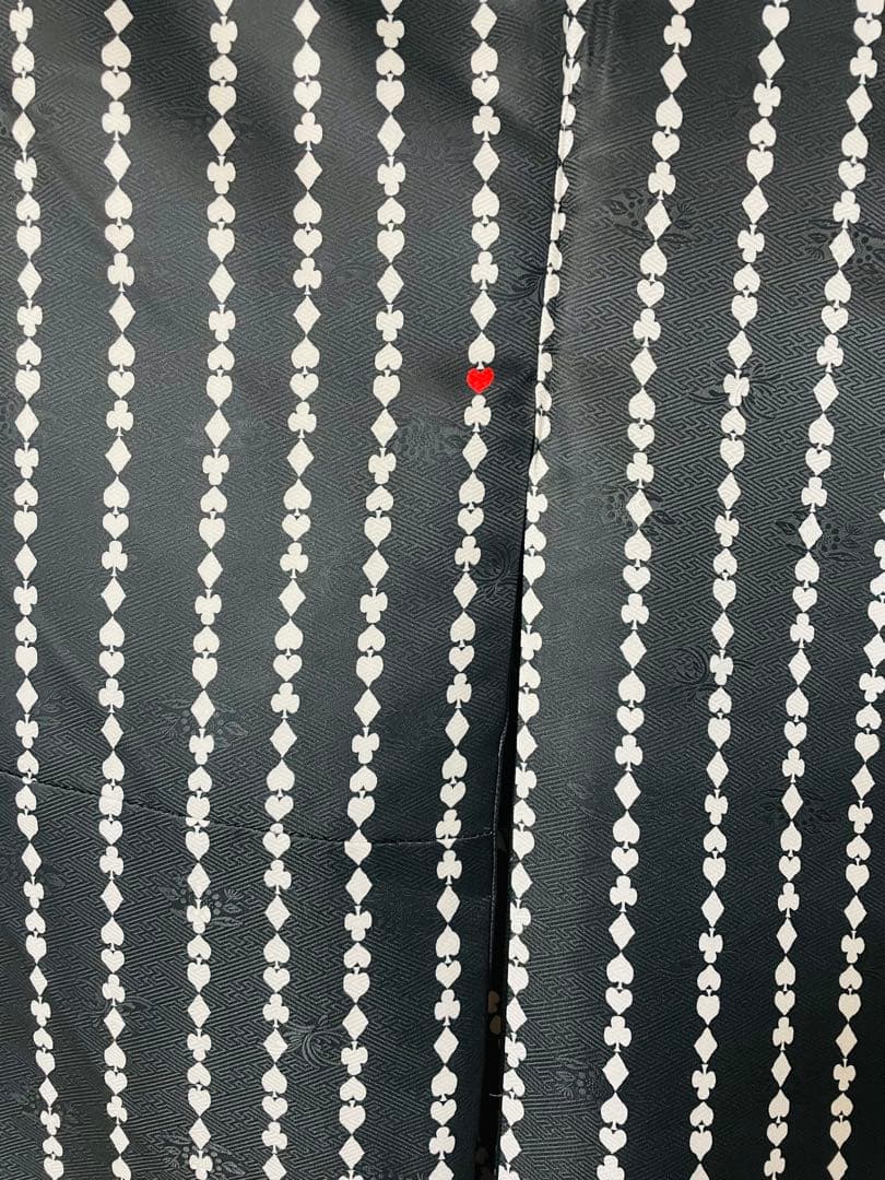 振袖 黒地 着物 袷 洗える 新品 未使用 ブラック おしゃれ 縦縞 トランプ