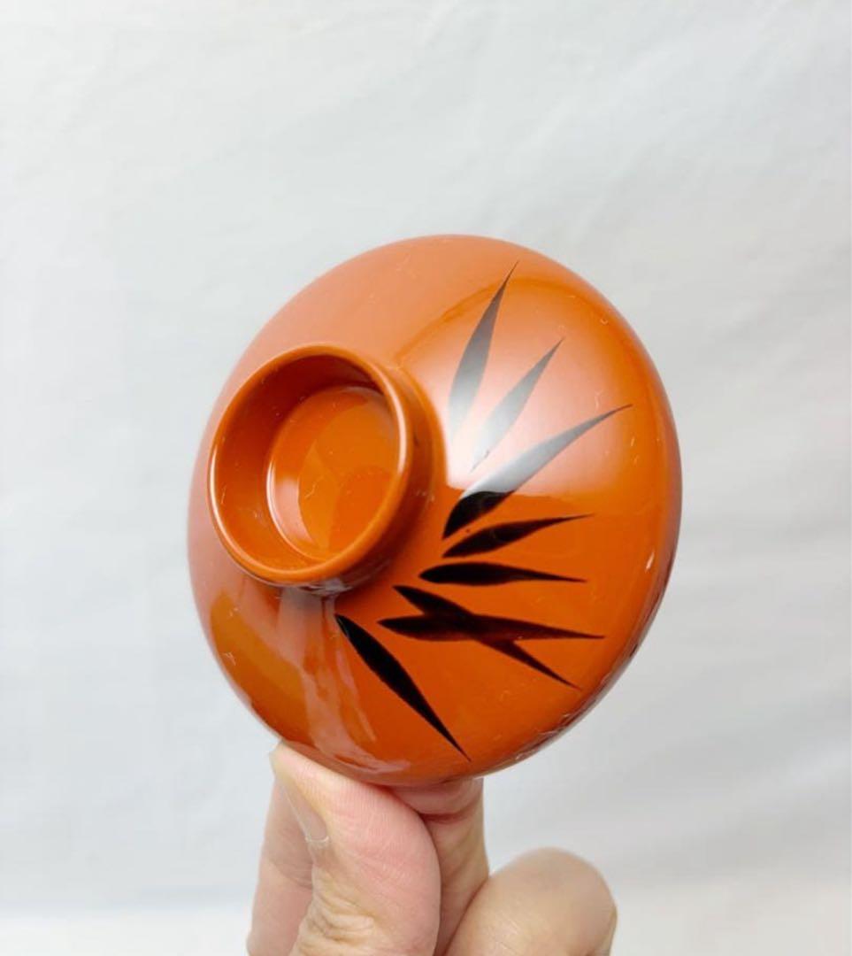 未使用 懐石道具 竹形朱塗箸洗 十客揃 黒竹蒔絵 内黒 和食器 小吸物椀 元箱