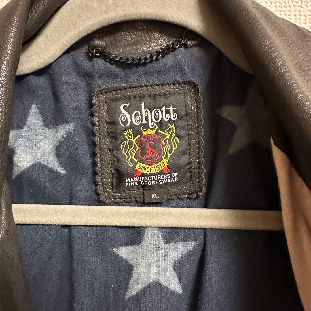 最終値下❗️即日発送‼️ 美品　schott シングルライダースジャケット XL