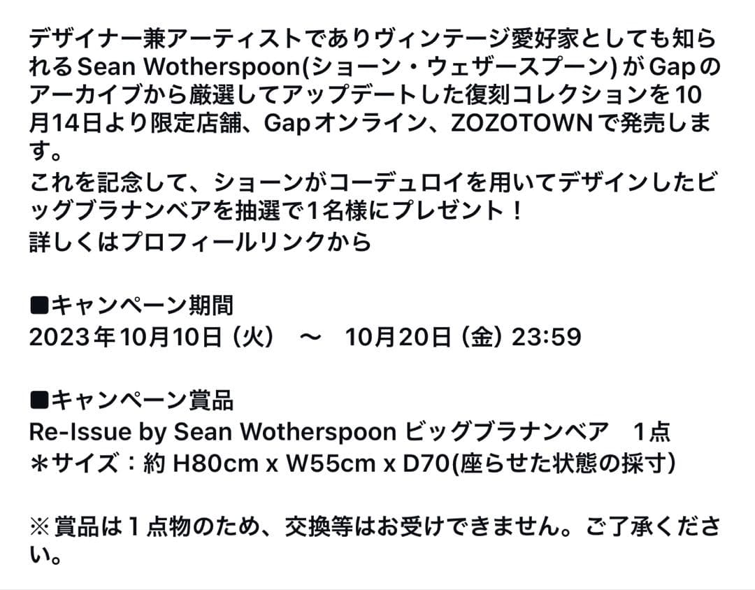 GAP Sean Wotherspoon 激レア　ビッグブラナンベア