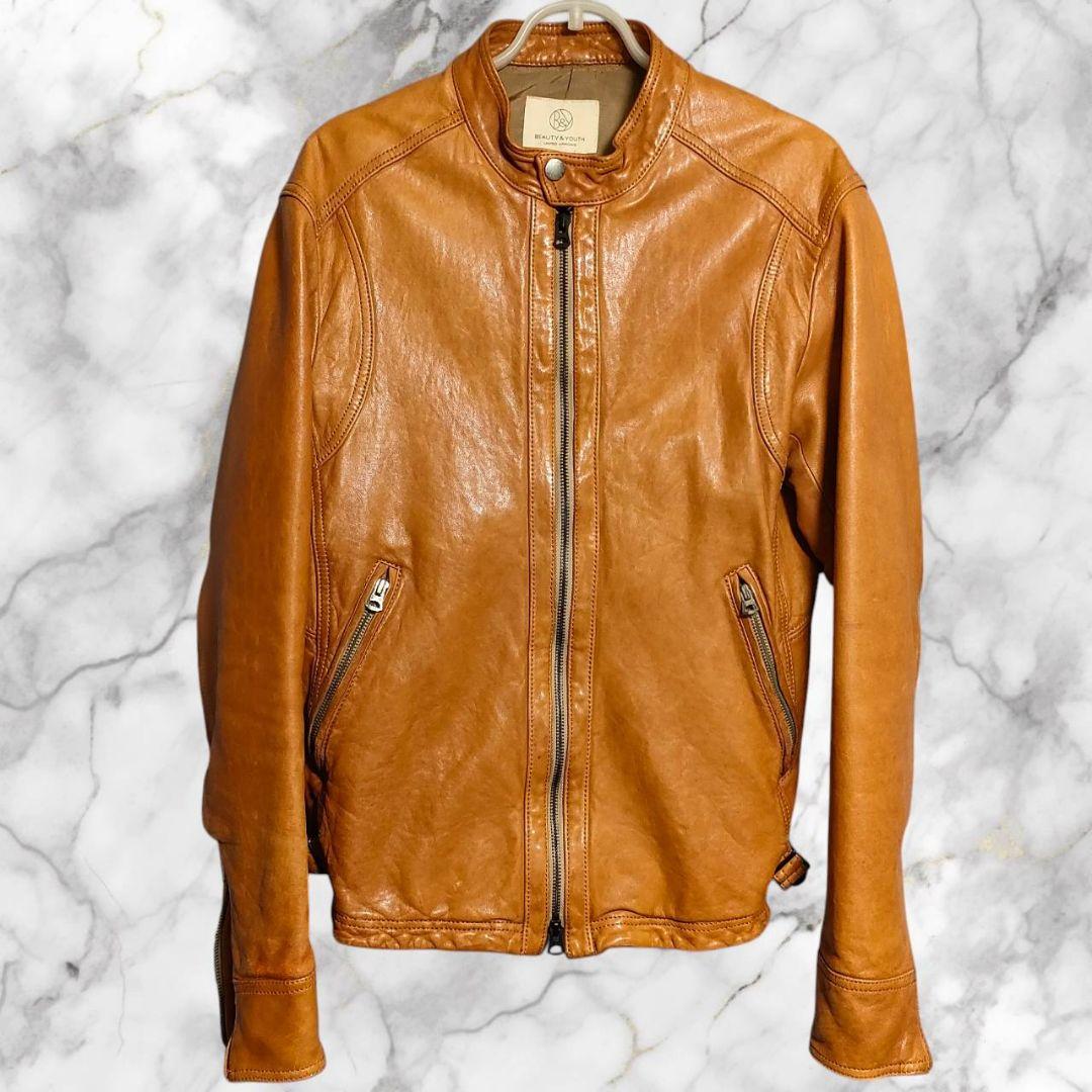 ユナイテッドアローズ BY レザー ジャケット L ライトブラウン