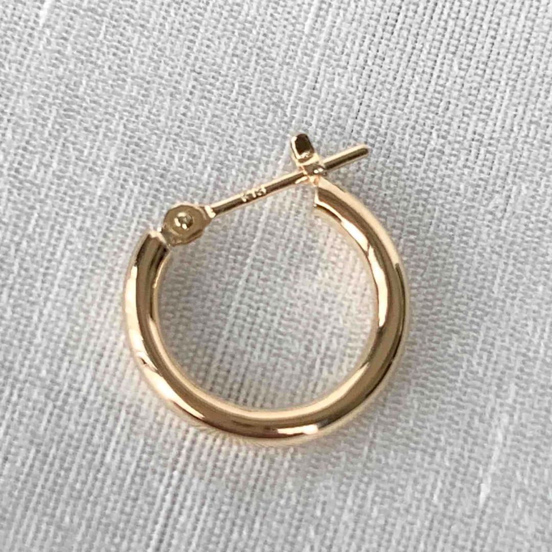 18金【2×13mm 定番フープピアス】イエローゴールド K18刻印入 新品！