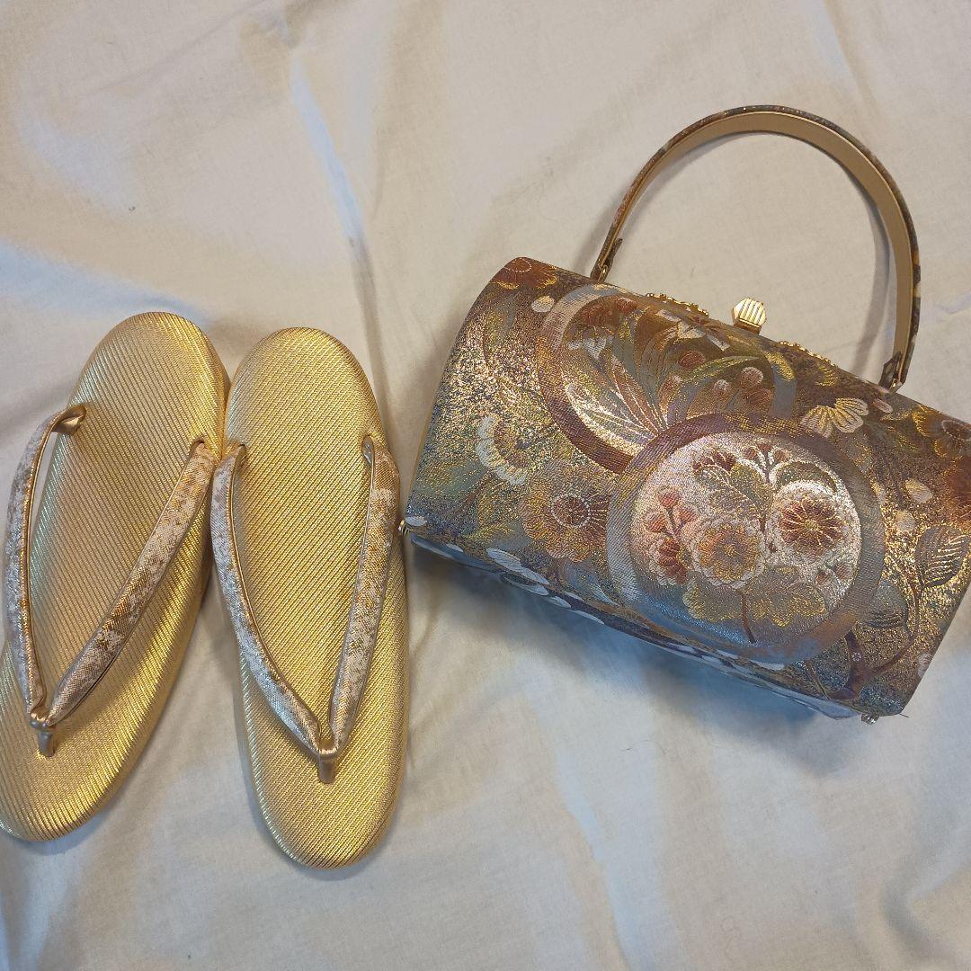 和装 東京芝山 振り袖 最高級　バッグ草履セット　両面取りバッグ　七宝