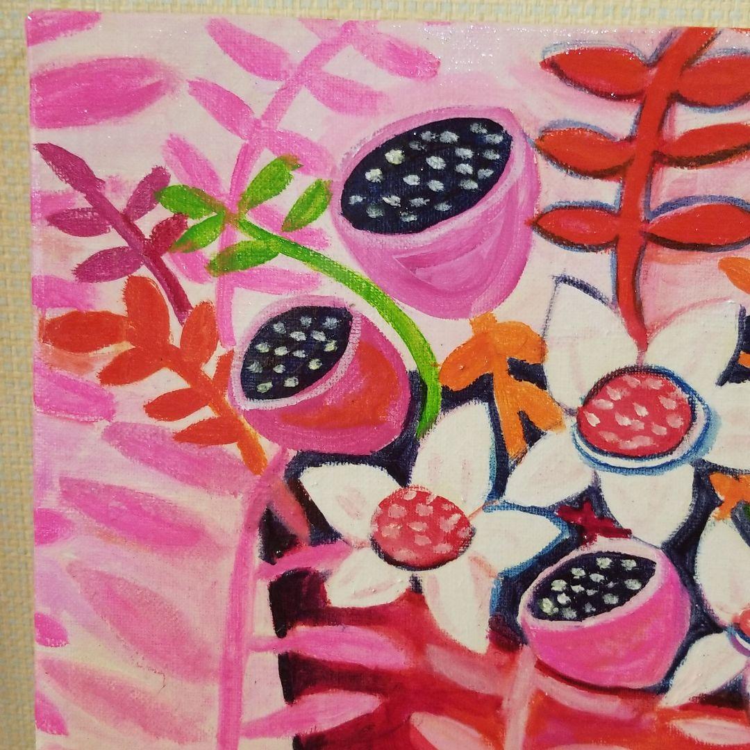 油絵　はち　小鳥さんのかくれんぼ　その2 見つけようとする鳥