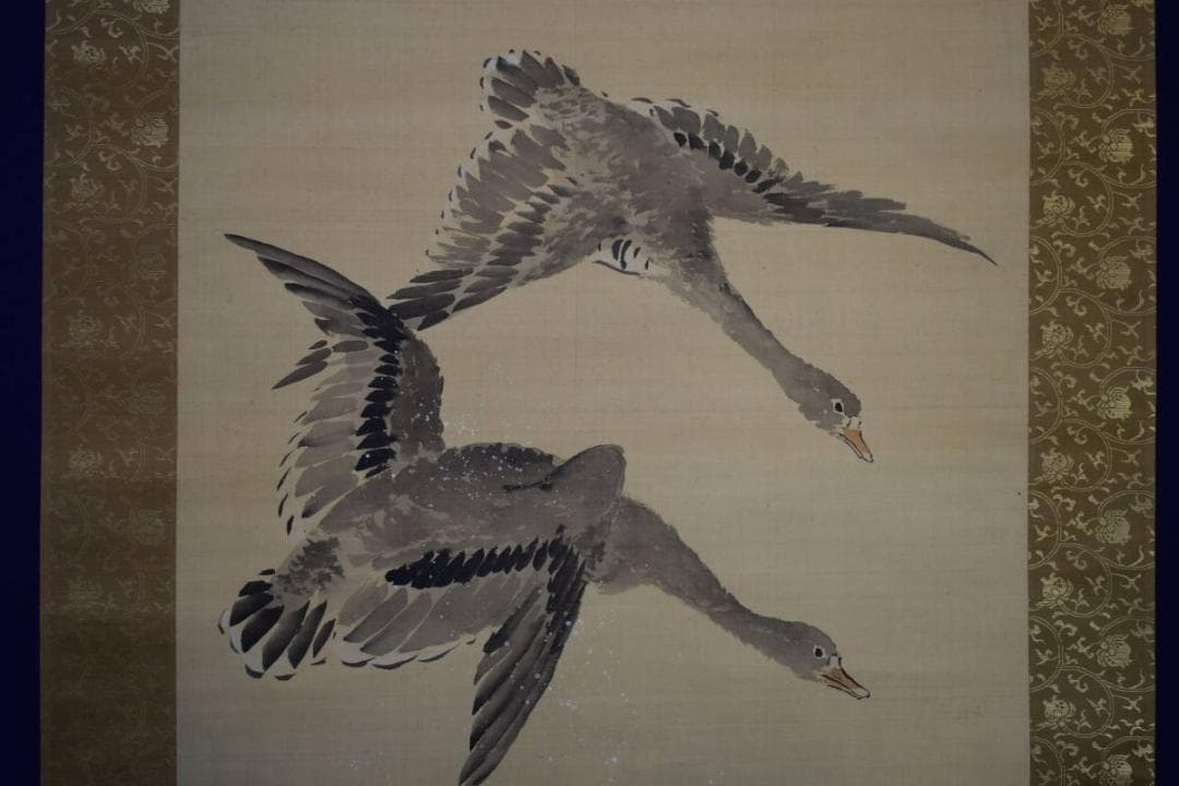 模写/円山応拳/雁図/絹表装/布袋屋掛軸HD-952