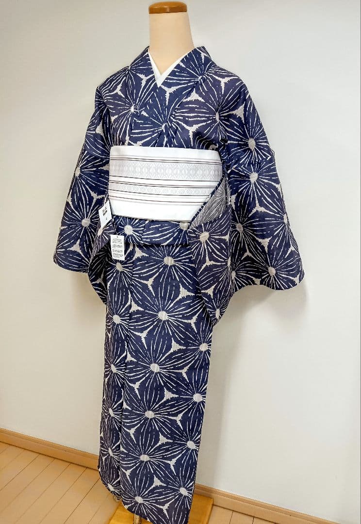 綿麻ゆかた　きもの兼用柄　トールサイズ　裄70cm