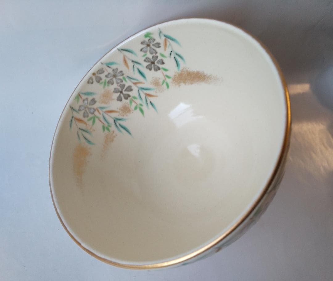 橋本紫雲 平安紫雲 色絵 柳桜文 茶碗 共箱 茶道具 茶器 抹茶碗 新品 です。