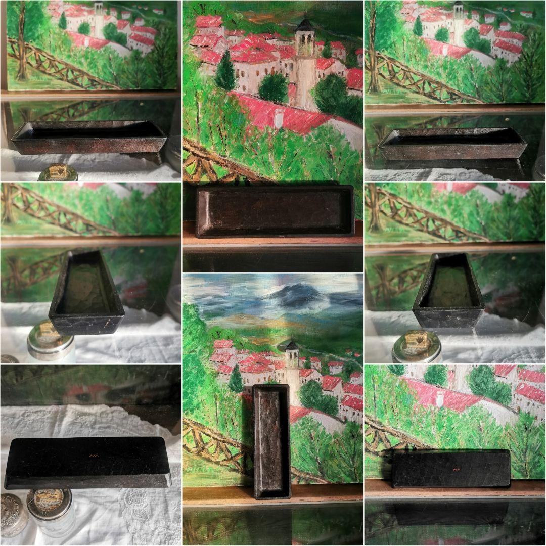 三谷龍二 黒漆 端正な細長深皿 角皿 木彫り漆塗り 美しいノミの目跡 作家物