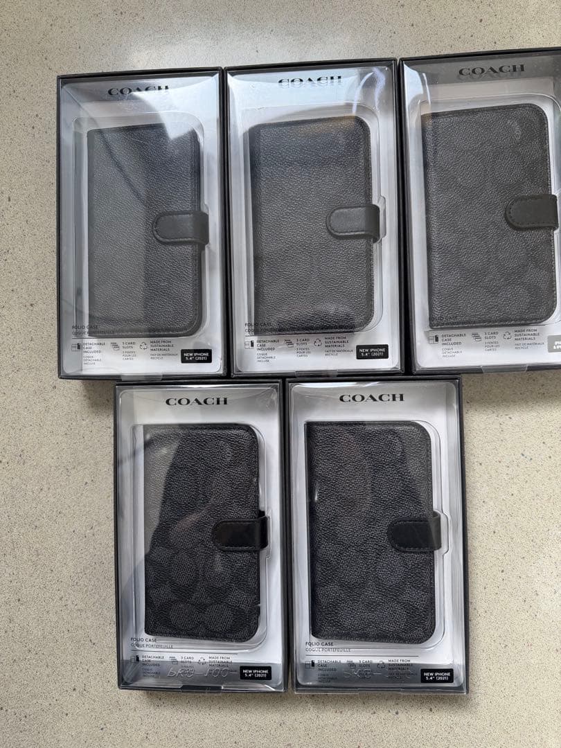 COACH ブラック手帳型iPhone13miniケース 5個セット