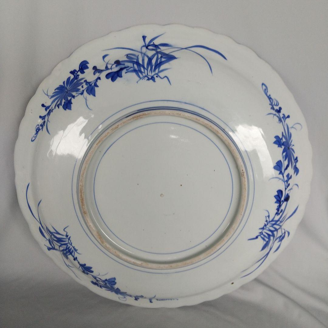 古伊万里　有田焼　染付　大皿　花鳥模様 直径約48.5センチ