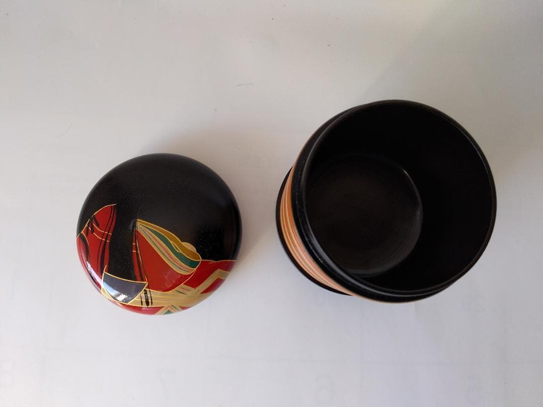 中村宗悦 作 歌仙 貝桶型茶器 漆絵 共箱 共布 漆器 漆芸 抹茶 茶道具 新品