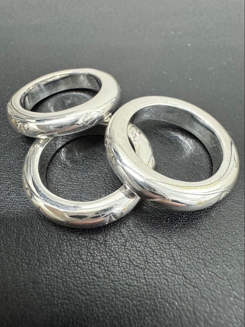 CHANEL シャネル ロゴ 3連リング SV925 ヴィンテージ13号〜14号