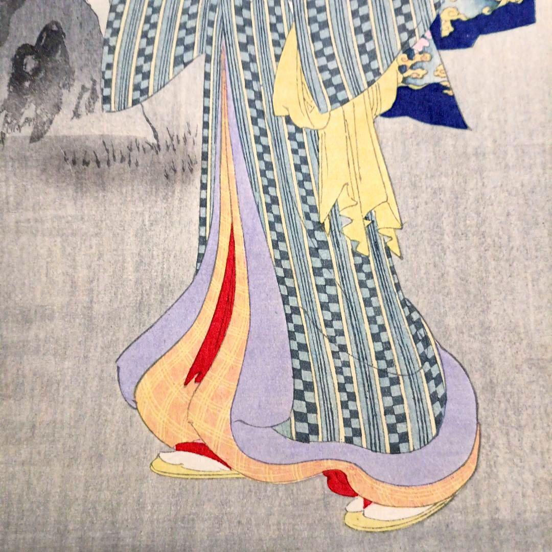 浮世絵版画、雪月花（花上野)橋本周延画、明治32年1月出版