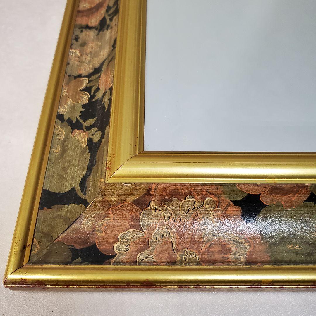 【イタリア製】ウォールミラー　鏡 アンティーク 壁掛 花柄　ヴィンテージ　レトロ