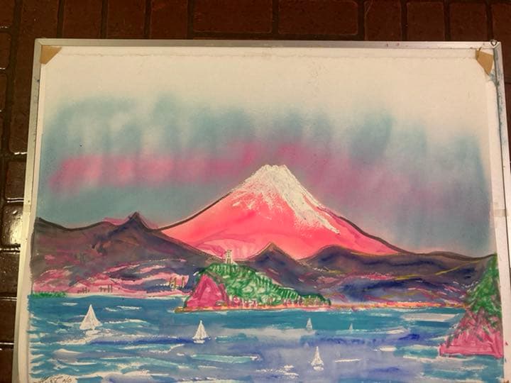 幻想絵画、空飛ぶ画家　飛行家、発明家ヨットマンの糸川裕志の水彩画