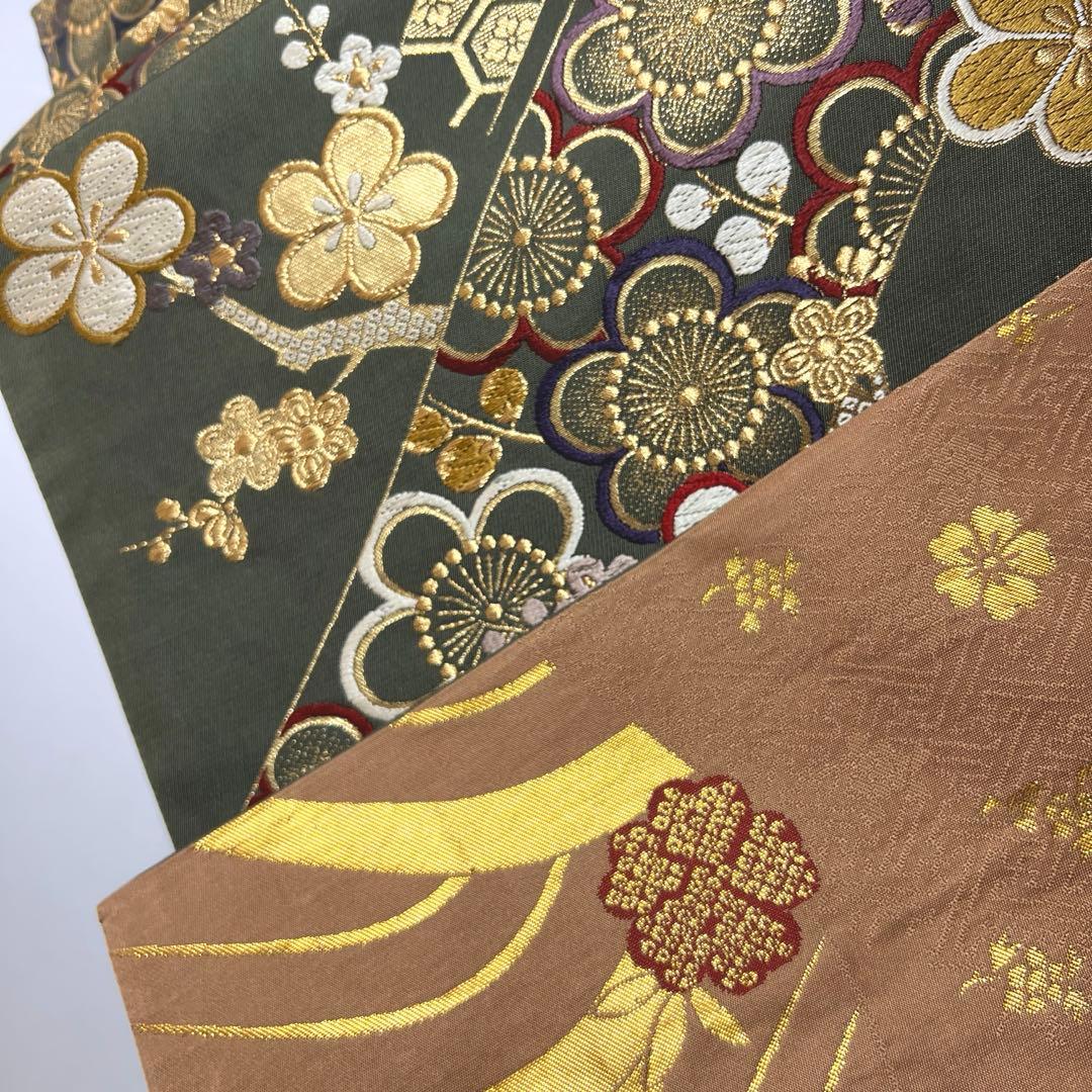 370 振袖フルセット 正絹 ベージュ 茶 金彩 駒刺繍 暈し染め アースカラー