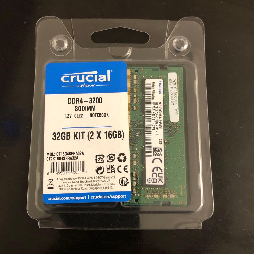 【信頼のブランド】Crucial DDR4 3200 32GB SODIMM
