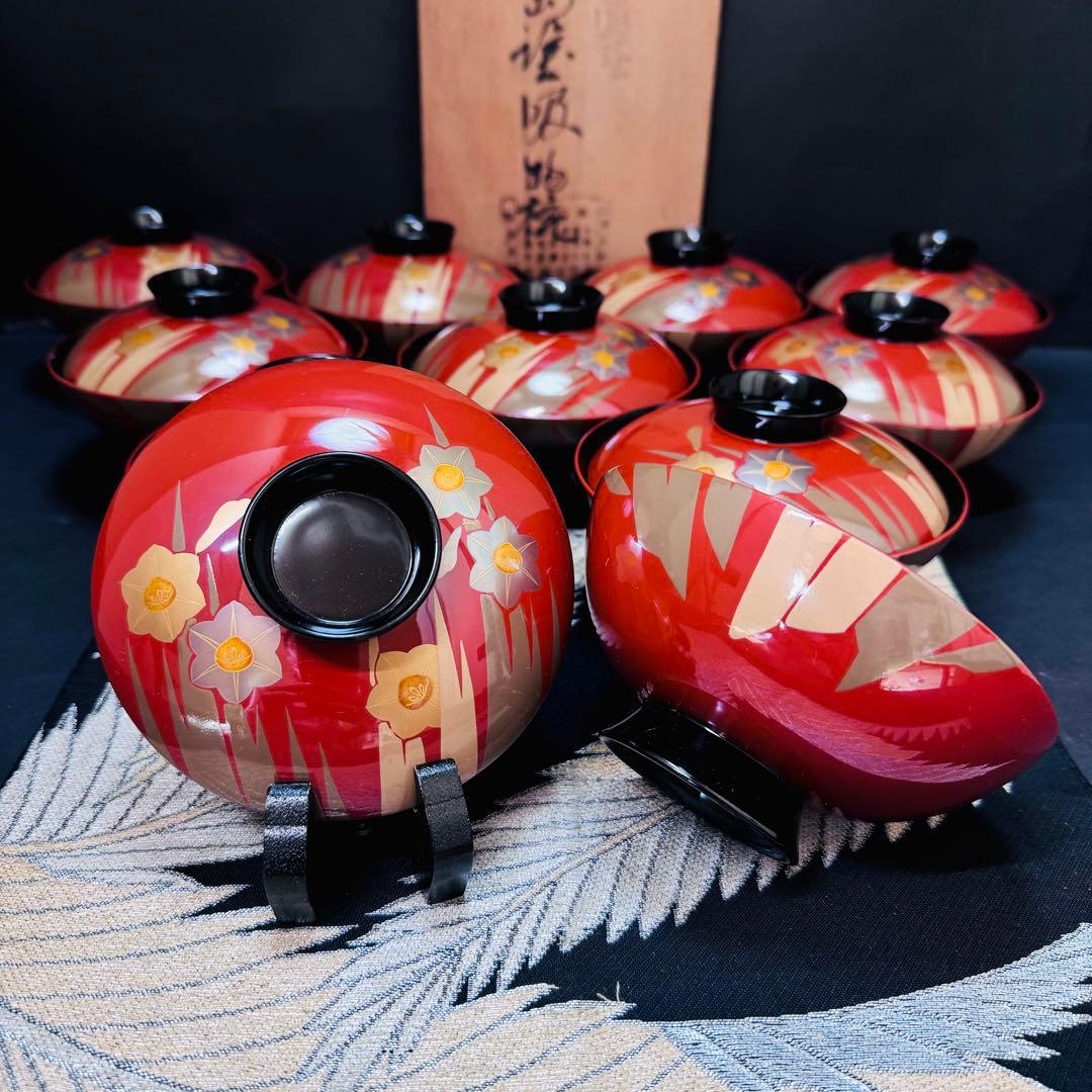 専用 漆器　輪島塗　金蒔絵　木製　蓋付椀　お煮物椀　吸物椀　10客 共箱