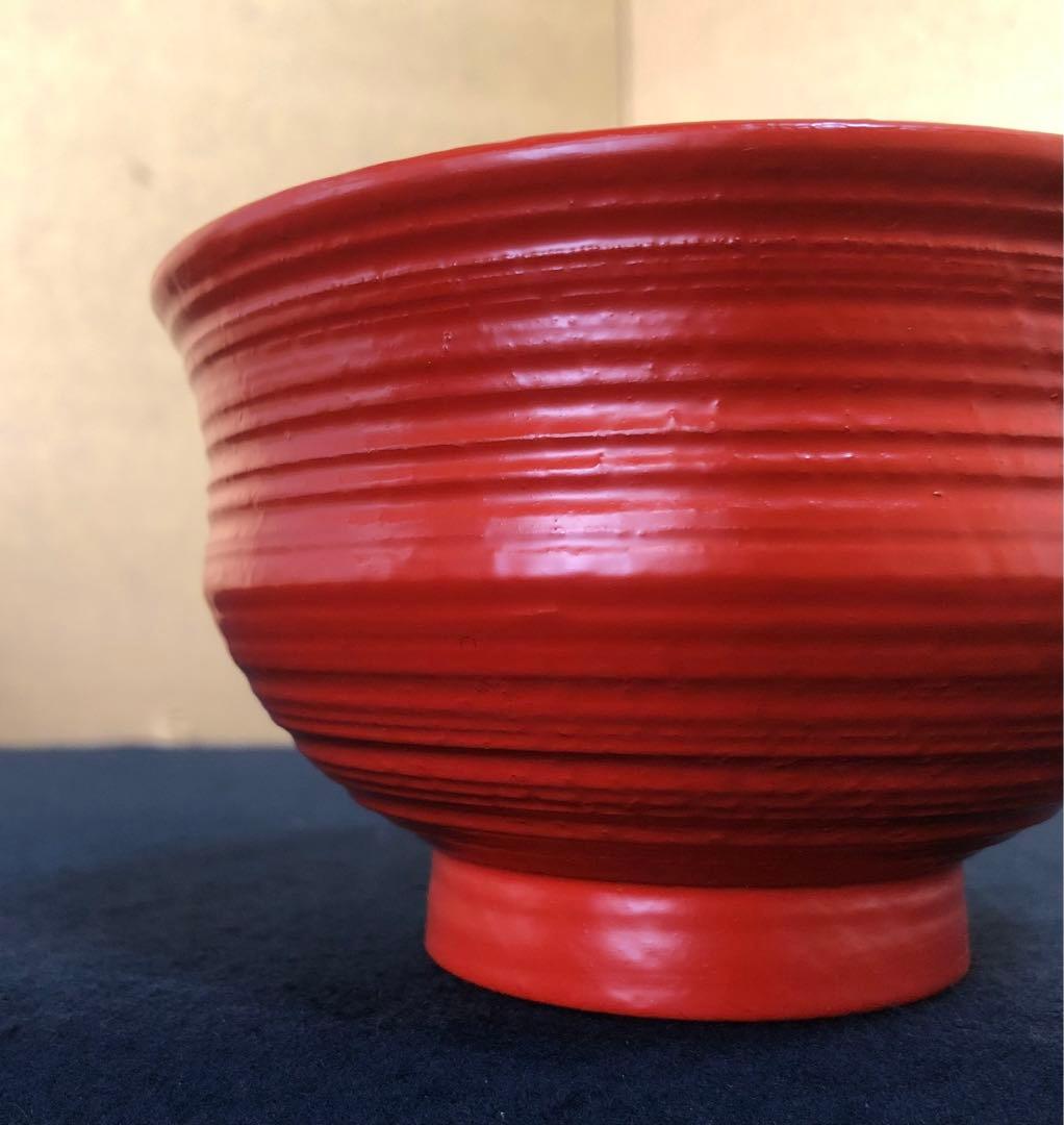 《R》洗朱挽目椀5客 多用椀 十時啓悦 木製漆器 略歴 共箱 251208お4