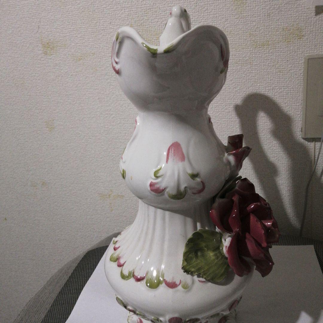 陶器製バラ装飾ピッチャー 高さ約30cmメイドインイタリア