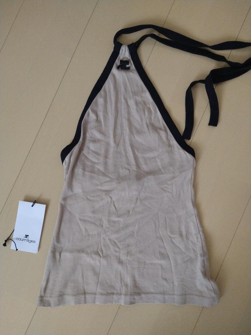 courrèges ベージュ タンクトップ S クレージュ　ホルターネック
