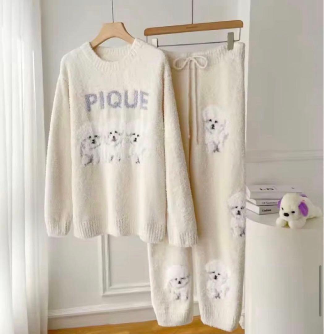 新品未使用！ジェラピケ　ビションジャガードプルオーバーホワイト　タグ付き