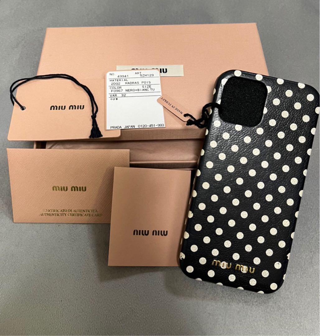 miumiu ドット柄レザースマホケース　iPhone12Pro Max
