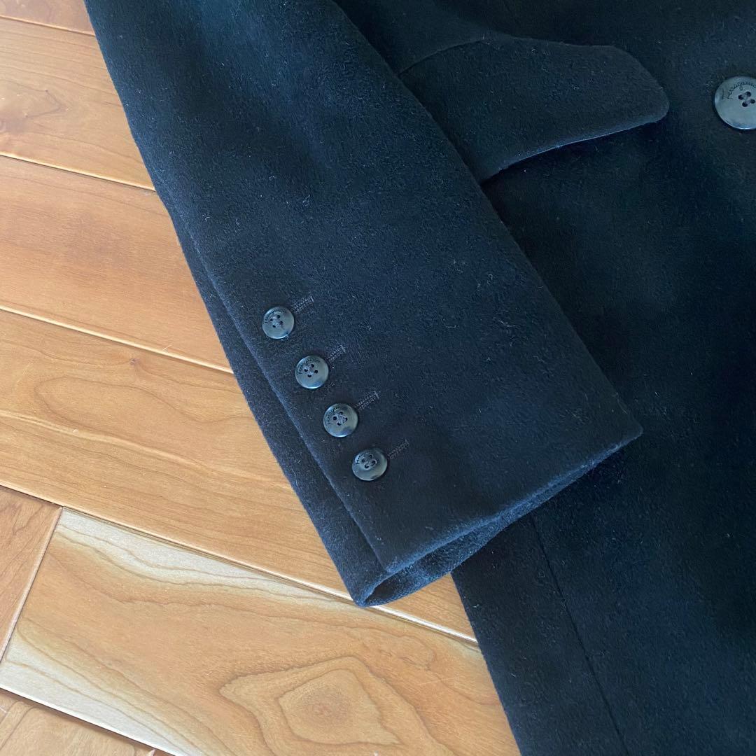 【vintage】Salvatore Ferragamo カシミヤ混チェスター黒