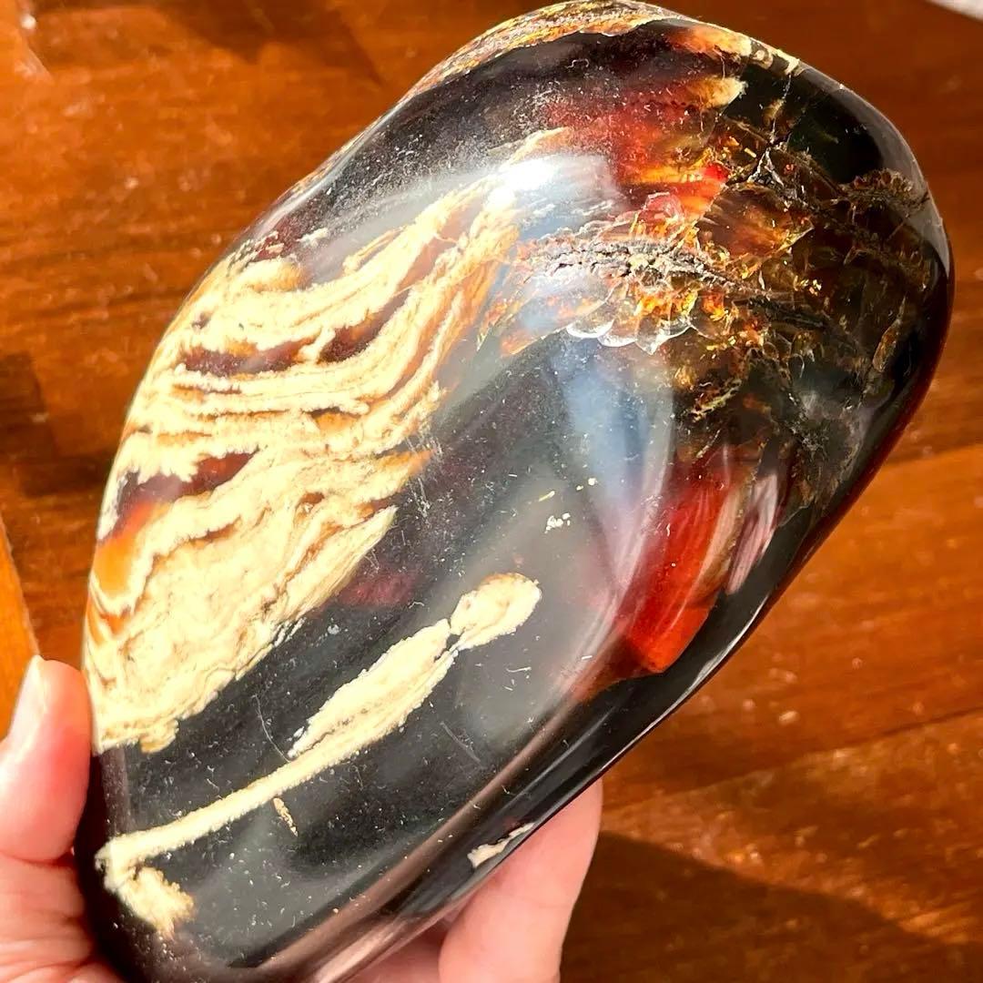 巨大 琥珀 原石 標本 688g アンバー チェリー ブルー タイガー 鑑賞石