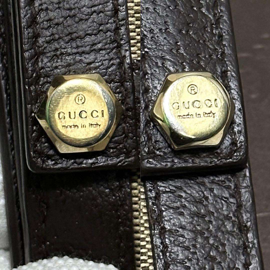 GUCCI グッチ　折り財布　キャンバスGG メタルロゴ　ブラウン　Wホック