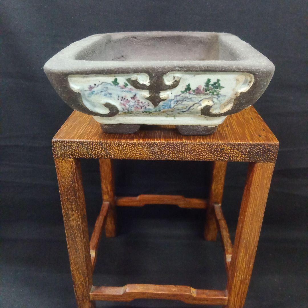 022.【陶翠窯】 ワン型長角額画/３.6号盆栽鉢/植木鉢