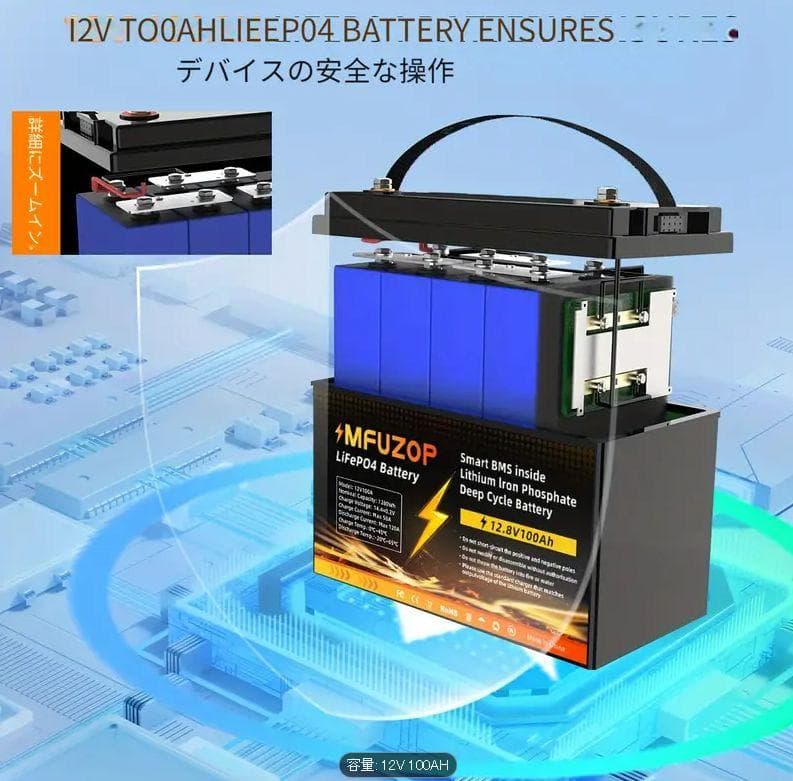 ⭐️ リン酸鉄リチウムイオンバッテリー 12v 100ah 1280Wh 3