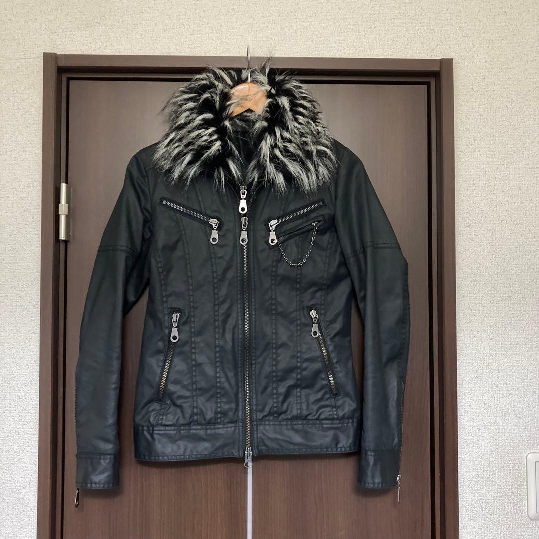 00s archive FUGA ファー ライダースジャケット 44 美品