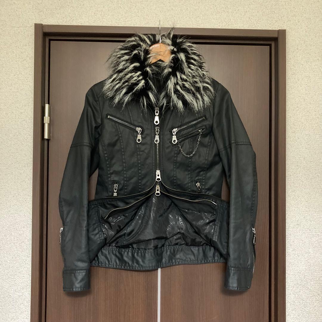 00s archive FUGA ファー ライダースジャケット 44 美品